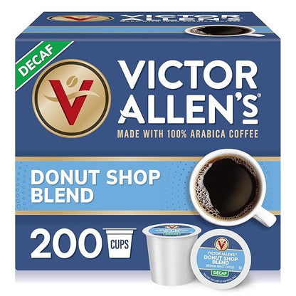 Victor Allen's Coffee Decaf Donut Shop Blend, Medium Roast, 200 Count, Single Serve Coffee Pods for Keurig K-Cup Brewers