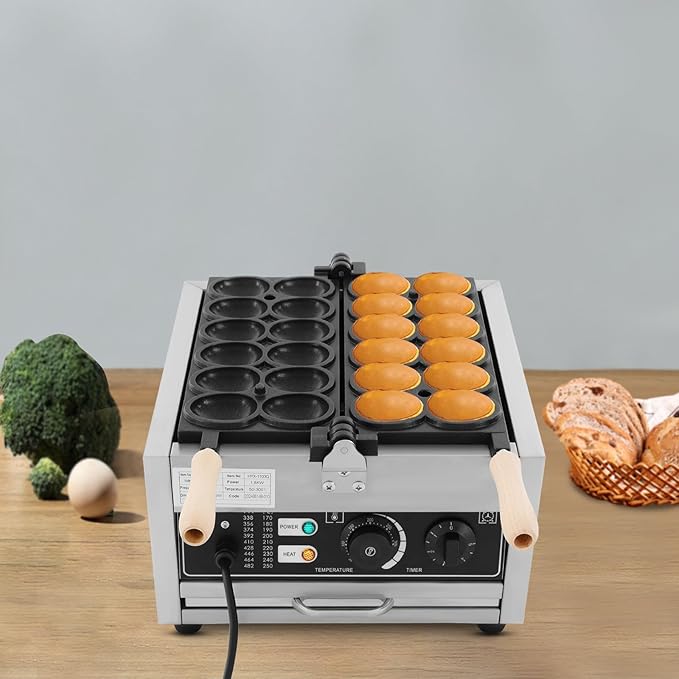 1.8KW Electric Bubble Waffle Ball Machine, Stainless Steel Pancakes Muffins Baking Machine, Portable Pancake Ball Maker for Home, Commercial (14.76 * 14.37 * 9.65in)