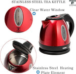 Load image into Gallery viewer, Moss &amp; Stone 1.2L Stainless Steel Small Electric Kettle Red Color, Cordless 1500w Fast Boiling Pot, Portable Hot Water Electric Tea Kettle With Boil Dry Protection &amp; Auto Shut-Off