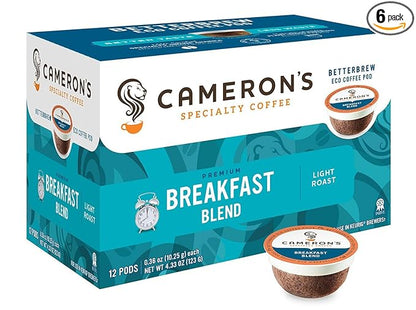 Cameron's Coffee Single Serve Pods, Breakfast Blend, 12 Count (Pack of 6)