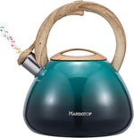 Load image into Gallery viewer, MARSKITOP Whistling Tea Kettle for Stove Top 2.6 Quart, Food Grade Stainless Steel Teapot for Stovetop with Cool Touch Ergonomic Handle, Tea Pot for Stove Induction Cooktop, Green