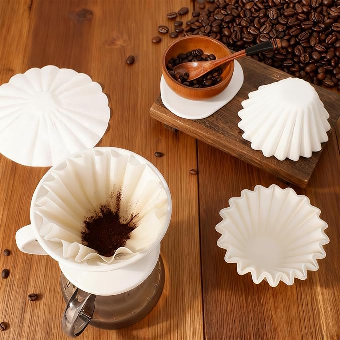 Segarty 150 Pack 1-4 Cup Coffee Filters Disposable, 7.2in Paper Basket Coffee Filter Bar Accessories for Pour Over Maker, White Paper Coffee Liners for Brewer Dripper Machine for Home Cafeteria Office