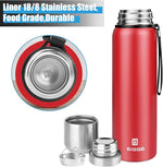 Load image into Gallery viewer, Insulated vacuum Thermo Bottle 1000ml/33.8oz with cup Stainless steel coffee bottles for hot and cold drink water flask.(Red,1000ml)