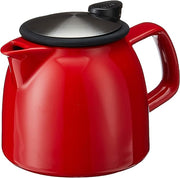 FORLIFE Bell Ceramic Teapot with Basket Infuser, 26-Ounce/770ml, Red
