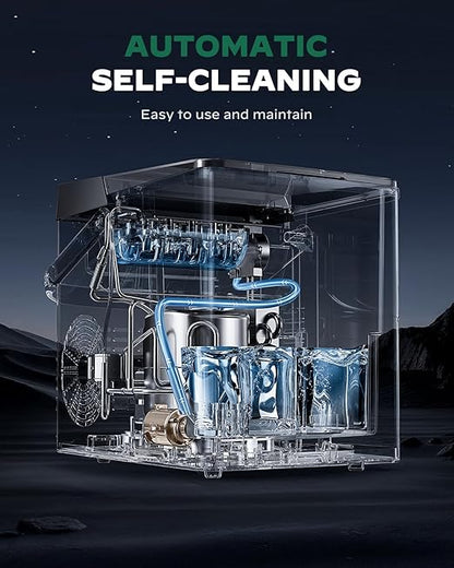 Silonn Boost Ice Maker with Innovative 2.5L Ice Basket & 1.8L Water Tank, 9 Bullet Ice Cubes in 6 Mins, Countertop Ice Maker with LED Touch Control, Self-Cleaning Ice Machine, 2 Ice Sizes