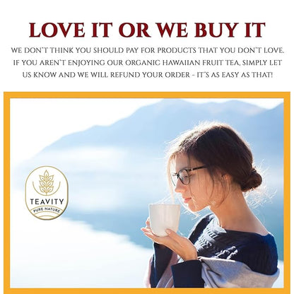 Teavity Organic Hibiscus Tea Pods with Peach, Mango, & Passionfruit - Naturally Decaf Hawaiian Fruit Tea (36 Pods)