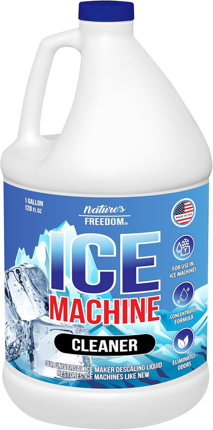 Nature's Freedom Ice Machine Cleaner - 1 Gallons (32 Uses) - Nickel-Safe Descaler, Made in USA, Universal Compatibility for Commercial/Residential Ice Makers such as Whirlpool, Scotsman and All