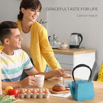 Load image into Gallery viewer, Cast iron Teapot, Tea Kettle for Stovetop Safe with Stainless Steel Infuser,Japanese Hand-made Square Tea Pot Coated with Enameled Interior for 27oz,780ml Blue