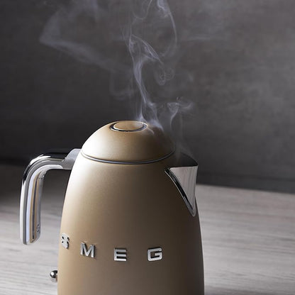SMEG 50's Retro Style 7 Cup Electric Water Kettle with Automatic Shutoff, Removable Base, and Water Indicator, KLF03CHMUS, Matte Campagne