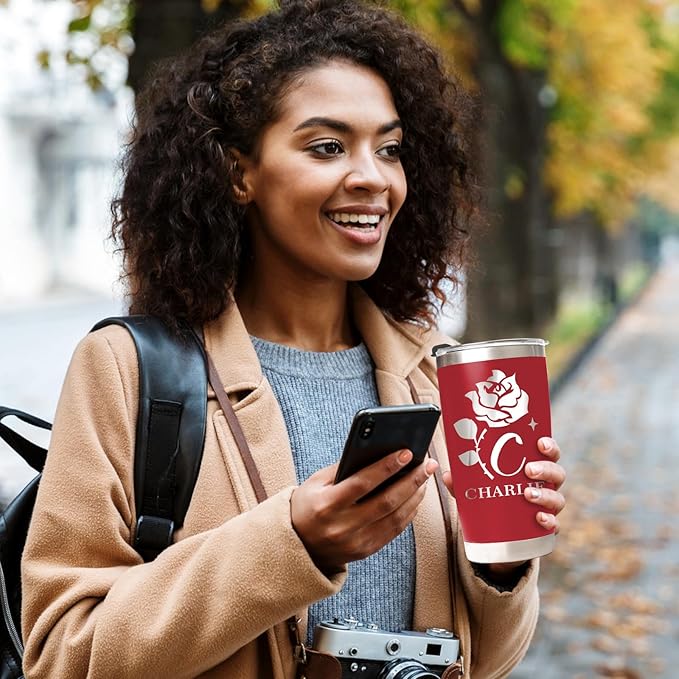 Personalized Tumblers with Engraved Name, Personalized Birthday Gifts for Men Women, Custom 20oz Stainless Steel Coffee Tumbler with Lids and Straws, Custom Travel Mug Cup