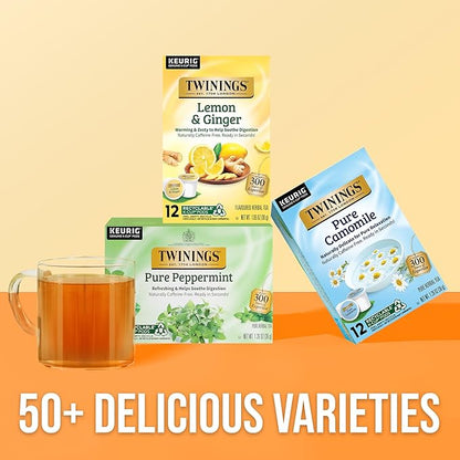 Twinings Pure Peppermint Herbal Tea 72 K-Cup Pods for Keurig, 12 Count (Pack of 6), Made with 100% Pure Peppermint, Naturally Caffeine-Free, Enjoy Hot or Iced