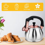 Load image into Gallery viewer, Stainless Steel Tea Kettle for Stove Top Teakettles Stovetop Whistling with Heat Proof Ergonomic Handle 2.5 Quart