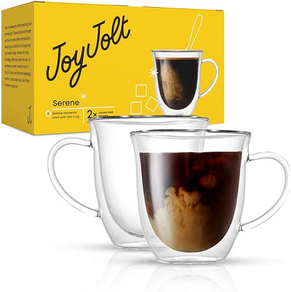 JoyJolt Serene Double Walled Insulated Glasses Coffee Mug (Set of 2) 13.5 Ounces