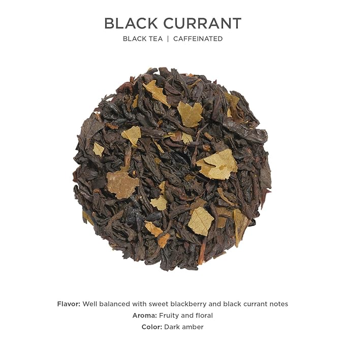 Tea Forte Black Currant Premium Loose Leaf Caffeinated Black Tea Blend Canister, Makes 35-50 Cups