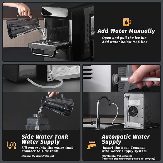 Nugget Ice Maker with 1.2 Gallon Tank, 40lbs/24H Soft & Chewable Ice, Automatic Water Supply, Preset Time, Self-Cleaning, Multifunctional Pellet Ice Machine for Home & Kitchen