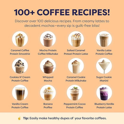 Salted Caramel Protein Iced Coffee - Premium Whey Protein & Instant Iced Coffees - 100% Natural Cold Brew Coffee - Zero Artificial Flavors & Sweeteners, 80 mg Caffeine, 0g of Sugar, 20 Servings