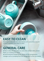 Load image into Gallery viewer, Teocera Turquoise Coffee Mugs Set of 4, 16 oz Ceramic Coffee Mug, Large Mug Set with Handle for Cold or Hot Drinks like Cocoa, Milk, Latte, Fruit Cereal, Long-lasting Porcelain with Modern Design