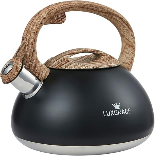 s-p Whistling Tea Kettle Stainless Steel Teapot, Teakettle for Stovetop Induction Stove Top, Fast Boiling Heat Water Tea Pot 2.2 Quart(Black)