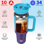 Load image into Gallery viewer, 40oz Tumbler with Handle | Insulated Stainless Steel Travel Mug | 34Hrs Cold &amp; 10Hrs Hot Retention | 100% Leakproof Lid &amp; Straw | Dishwasher Safe + Car Cup Holder Fit (Light Blue Violet Gradient)