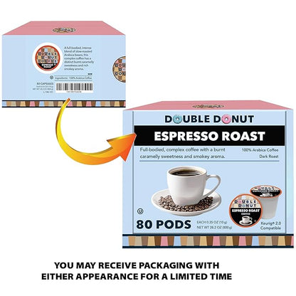 Espresso Coffee Pods (80 Pack) Dark Espresso Roast Coffee, Single-Serve Pods for Keurig K Cup Brewer Machines