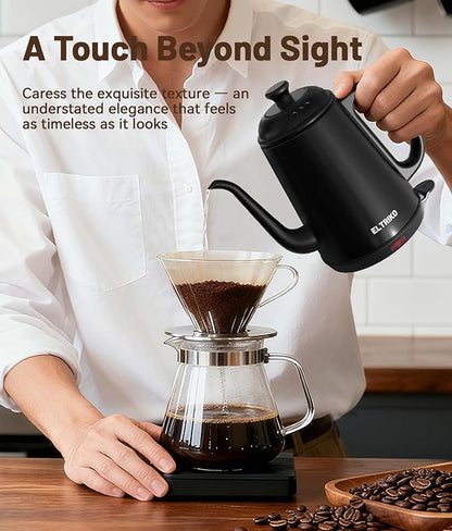 Gooseneck Electric Kettle, 1L Water Boiler, Pour Over Coffee & Tea, 1000W Fast Heating, Stainless Steel, Auto Shut-Off & Boil-Dry Protection, BPA-Free (Black)