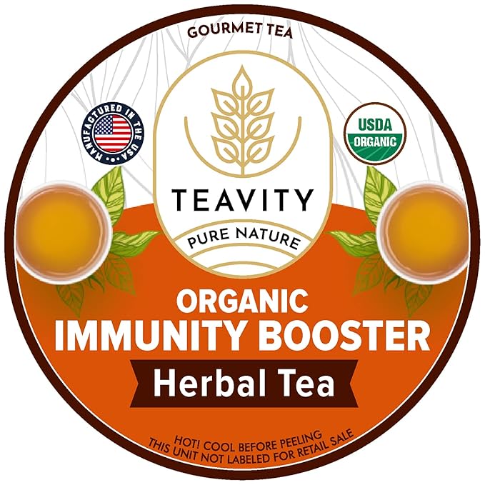 Organic Ginger Tea Pod with Echinacea, Turmeric, and Licorice for Keurig, Decaf by Teavity (24 Tea Pods)