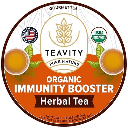 Organic Ginger Tea Pod with Echinacea, Turmeric, and Licorice for Keurig, Decaf by Teavity (12 Tea Pods)