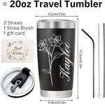 Load image into Gallery viewer, Personalized Tumbler with Name &amp; Birth Flower Month, Custom Coffee Tumbler Stainless Steel Travel Mug Cup 20 Oz Personalized Gifts for Birthday Christmas Anniversary for Dad Mom Kids