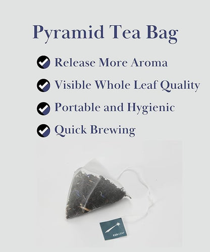 ERZ Leaf Earl Grey Ceylon Black Tea Premium Whole Leaf with Bergamot & Cornflower Blend, 20 Pyramid Tea Bags 2.1 Once, Gift Box Ready, Elegant Aroma, Smooth Flavor
