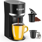 Load image into Gallery viewer, Single Serve Coffee Maker for K-Cup and Ground Coffee, Fast Brew, 6-12 oz Brew Sizes One Cup Coffee Machine Fits 5.5" Mugs, One-Button Small Coffee Maker with Descaling Reminder,Black