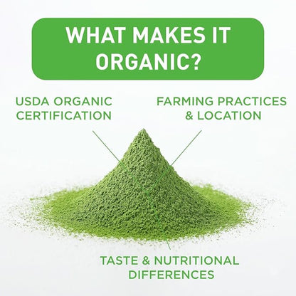 Aiya Certified USDA Japanese Organic Ceremonial Grade Matcha Green Tea Powder - Gluten-Free, Non-GMO - 100g Bag (3.53 oz.)