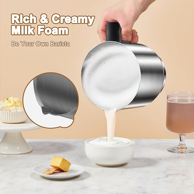 Milk Frother, 6-in-1 Electric Milk Frother and Steamer, 16.9oz/500ml Automatic Warm and Cold Foam Maker and Milk Warmer for Latte,Coffee,Cappuccinos,Macchiato(Stainless Steel)