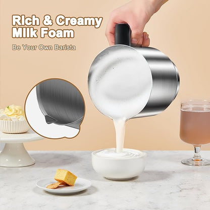 Milk Frother, 6-in-1 Electric Milk Frother and Steamer, 16.9oz/500ml Automatic Warm and Cold Foam Maker and Milk Warmer for Latte,Coffee,Cappuccinos,Macchiato(Stainless Steel)