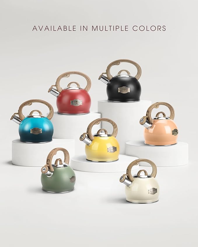 Tea Kettle for Stovetop, 2.1 Quart Loud Whistle Stovetop Teapots,Food Grade Stainless Steel Tea kettles for Stove Top with Anti-hot Ergonomic Handle,Suitable for All Heat Sources