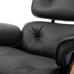 Load image into Gallery viewer, Premium Black Grain Leather, Mid Century Modern Chaise Lounge &amp; Ottoman Set, Classic Design Chair, Heavy Duty Base Support for Living Room, Lounge, Office, Palisander Wood（Palisander-black, Upgraded)