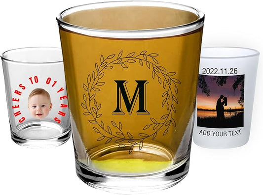 Personalized Shot Glasses Clear with Your Photo Text, Custom Frosted Shot Glasses 1.5oz Bar Accessories Gifts for Tequila, Vodka, or Whiskey Lovers Birthday Christmas Wedding Gifts