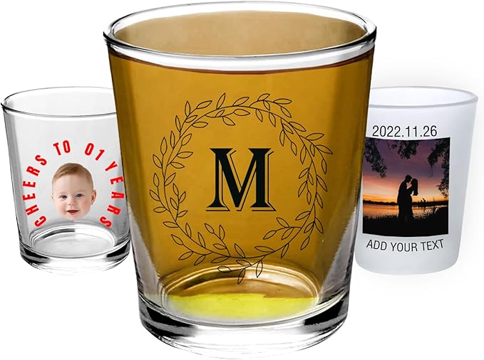 Personalized Shot Glasses Clear with Your Photo Text, Custom Frosted Shot Glasses 1.5oz Bar Accessories Gifts for Tequila, Vodka, or Whiskey Lovers Birthday Christmas Wedding Gifts