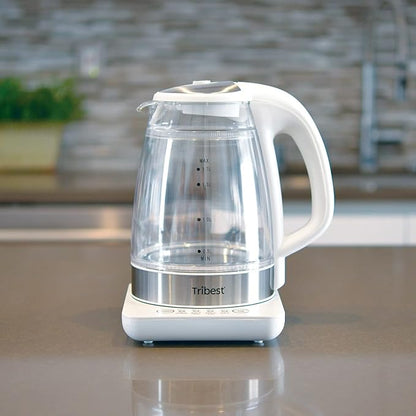 Tribest GKD-450 Hot Water Kettle, Electric Water Boiler & Water Warmer with Glass Tea Kettle, 110V, White