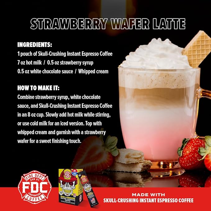 Fire Department Coffee - Skull Crushing Instant Espresso Coffee - Instant Coffee Packets Single Serve - Gives Back to Firefighters - Veteran Owned - Enjoy Hot or Cold (Pack of 10)