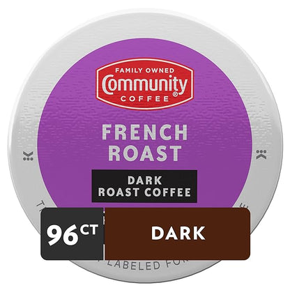 Community Coffee French Roast 96 Count Coffee Pods, Extra Dark Roast, Compatible with Keurig 2.0 K-Cup Brewers, 24 Count (Pack of 4)