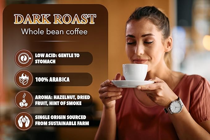 TARMO - SOLAR SIP | Low Acid 100% ARABICA Whole Bean Coffee | Specialty Vietnamese Coffee | Single Origin Dark Roast Coffee Beans | 12 Oz Bag