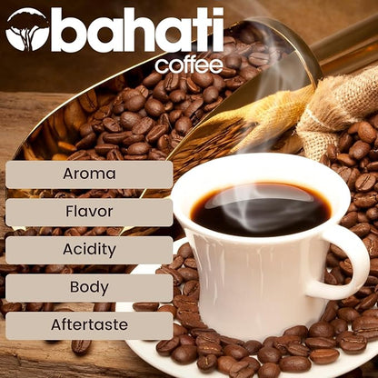 Kenya AA Grade Roasted Arabica Coffee Beans from Kenyan Highlands - 100% Pure Arabica Coffee Roasted Beans (Dark Roast Whole, 1 LB)