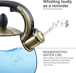 Load image into Gallery viewer, Stove Top Whistling Tea Kettle- Stainless Steel Teakettle Teapot with Ergonomic Handle 2.6 Quart(Black)