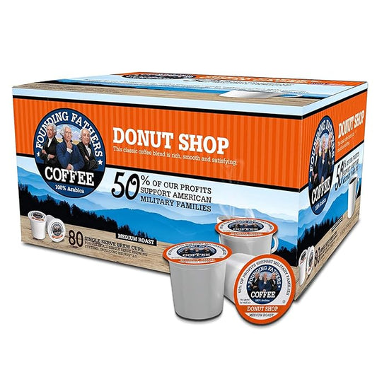 Founding Fathers Coffee Single Serve Pods for Keurig 2.0 K-Cup Brewers, Donut Shop, 80 Count