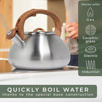 Load image into Gallery viewer, WALDWERK Tea Kettle Stovetop (2.4 Quart) - Teapot for Stovetop - also for Induction and Gas Stoves - Stainless Steel Tea Kettle - Whistling Tea Kettle for Stove Top