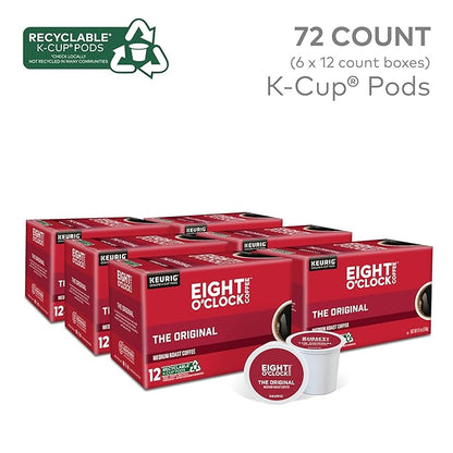 Eight O'Clock Coffee The Original, Keurig Single Serve K-Cup Pods, Medium Roast, 72 Count (6 Packs of 12)