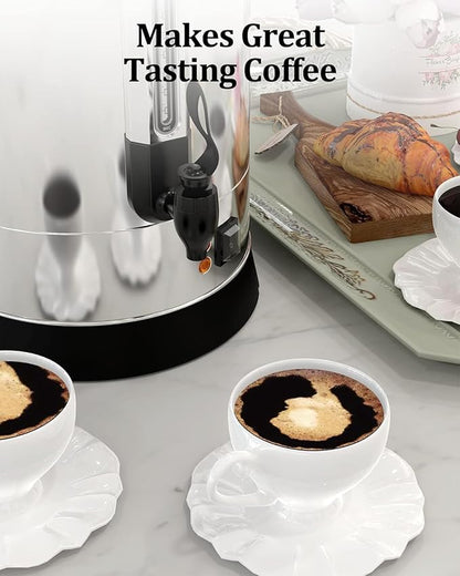 GarveeHome 80 Cups Coffee Urn,12L/3.2 Gallon Double Wall Commerical Coffee Maker for Buffet Catering Wedding Gathering,Large Capacity Hot Coffee Dispenser,Stainless Steel Hot Water Urn