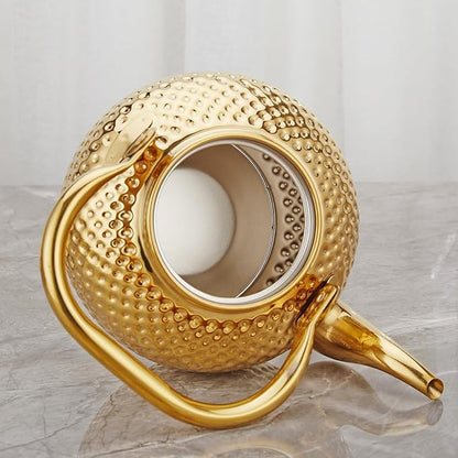 SANQIAHOME 1200ml teapot with Infuser stainless steel Water Boilers lifting handle Tea Maker Water Kettle for Induction/Gas gold