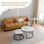 Load image into Gallery viewer, Round Nesting Coffee Table, White Modern Decorative Coffee Center Table Set of 2,Round Sintered Stone 24'' Coffee Table for Living Room with Sturdy Metal Frame.