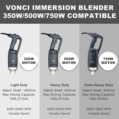 VONCI 18inch Commercial Immersion Blender Detachable Shaft, 350W, 500W & 750W Compatible, Stainless Steel Removable Shaft.